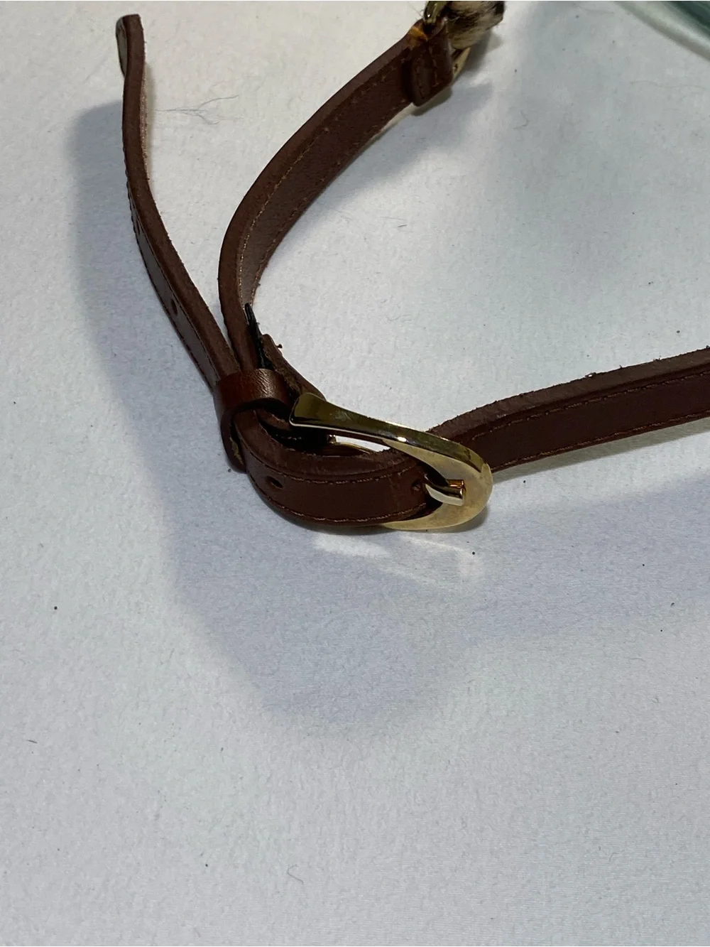 Massimo Dutti Brown Leather Strap with Leopard Accent